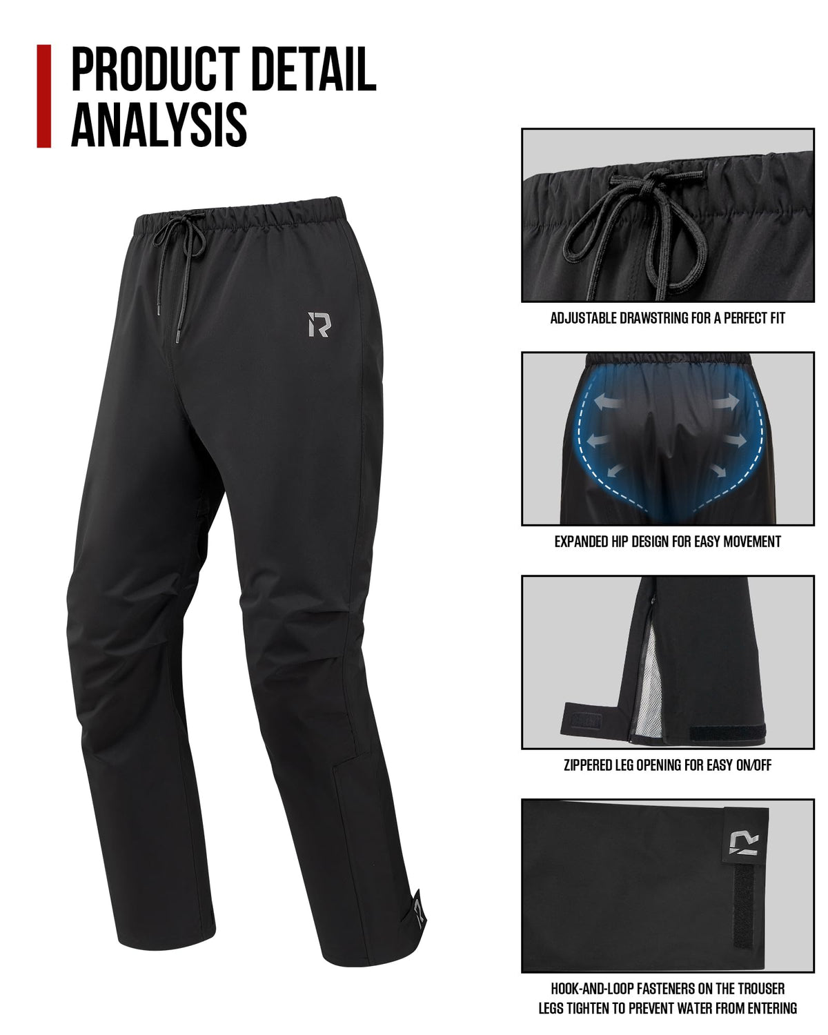 RIDEIRON rain suit worn by rider during commute showing weather protection in use