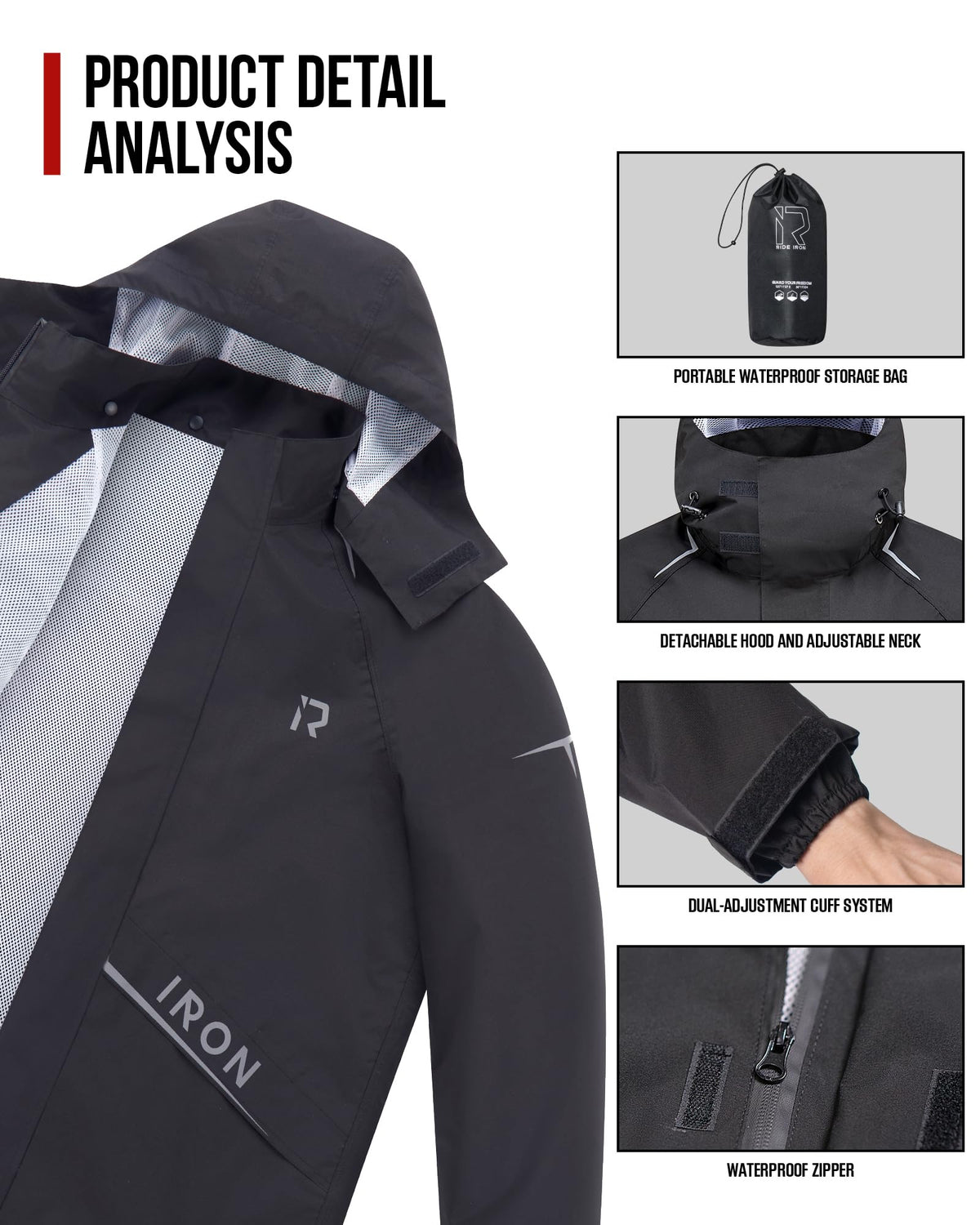 RIDEIRON mesh lining close-up illustrating breathability and moisture-wicking comfort