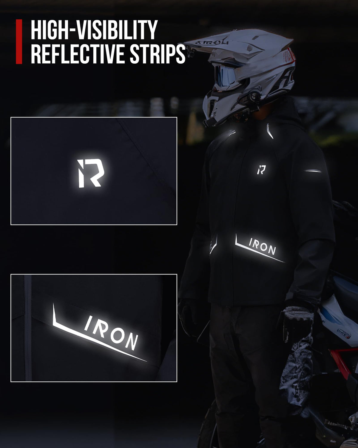 RIDEIRON suit packed in compact bag for easy transport and storage