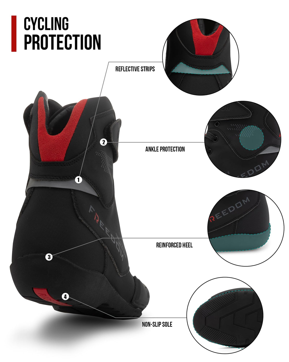 RIDEIRON reflective panels visible at night for added rider visibility