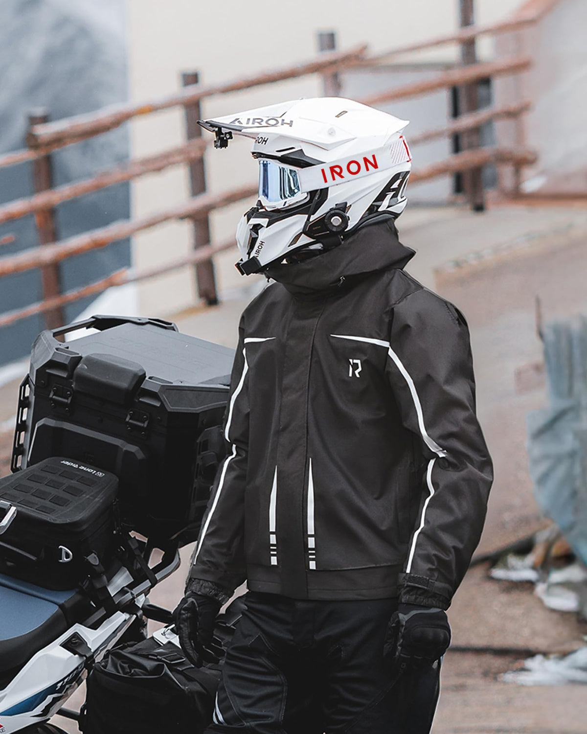 RIDEIRON size comparison with helmet to show fit and scale