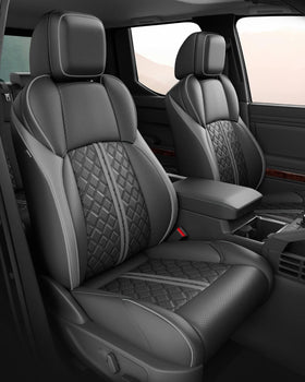 RIDEPOSH front seat coverage showing tailored fit and visual upgrade