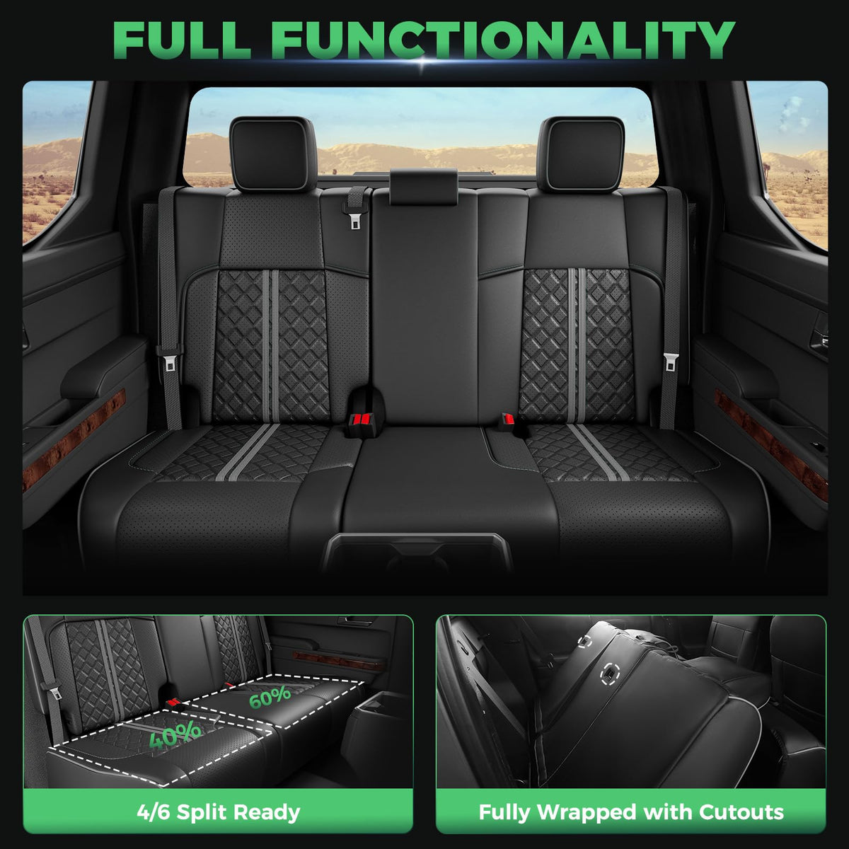 RIDEPOSH rear seat assembly fitted to Tacoma showing full-set coverage