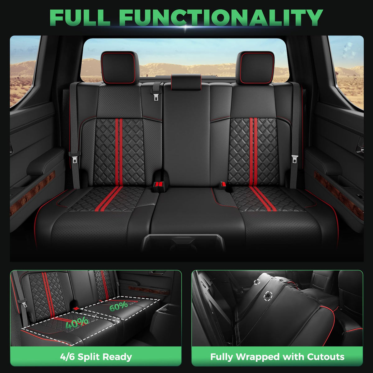 RIDEPOSH seat cover side showing airbag access and safety-preserving design