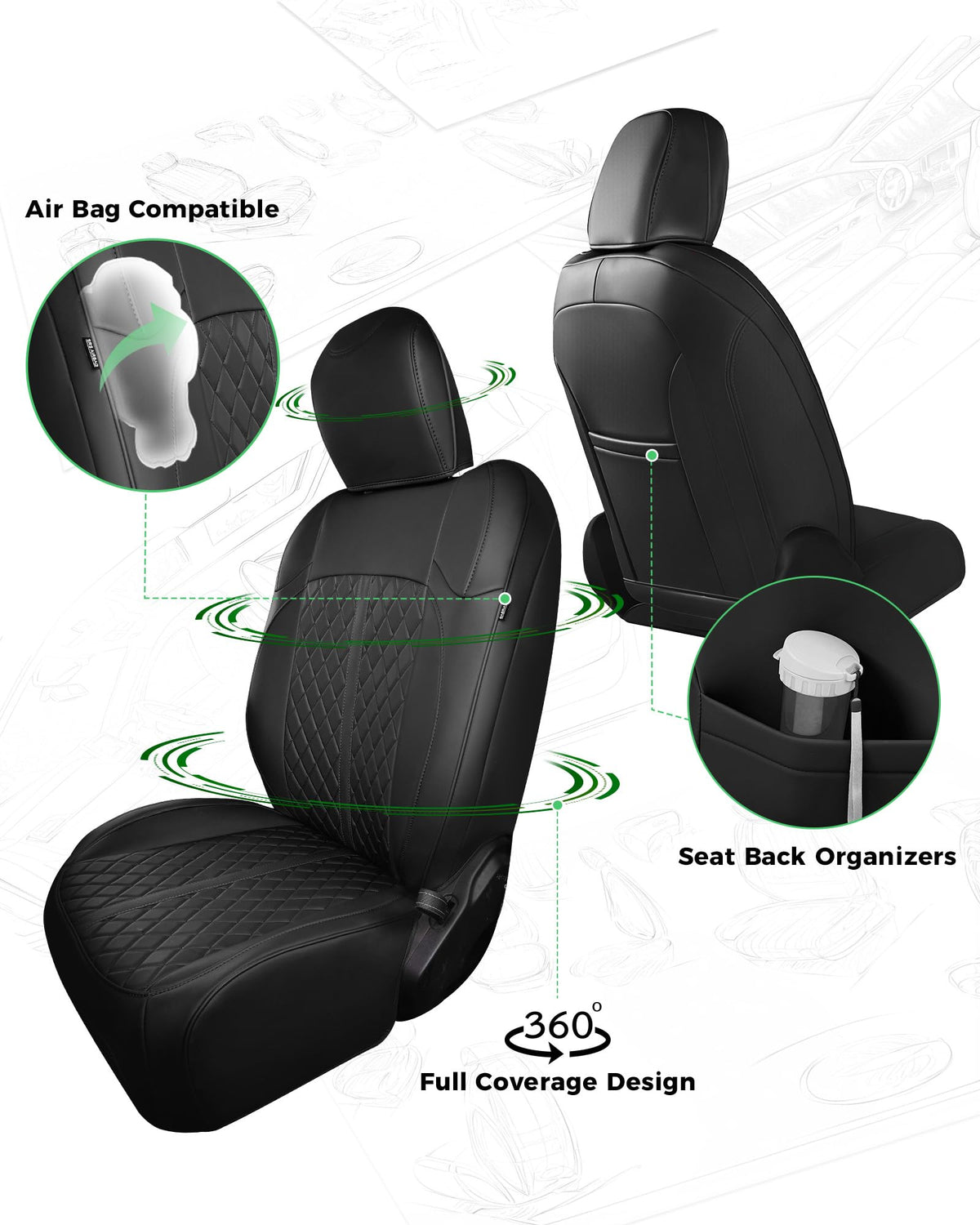RIDEPOSH side profile with seatback organizer for added storage convenience