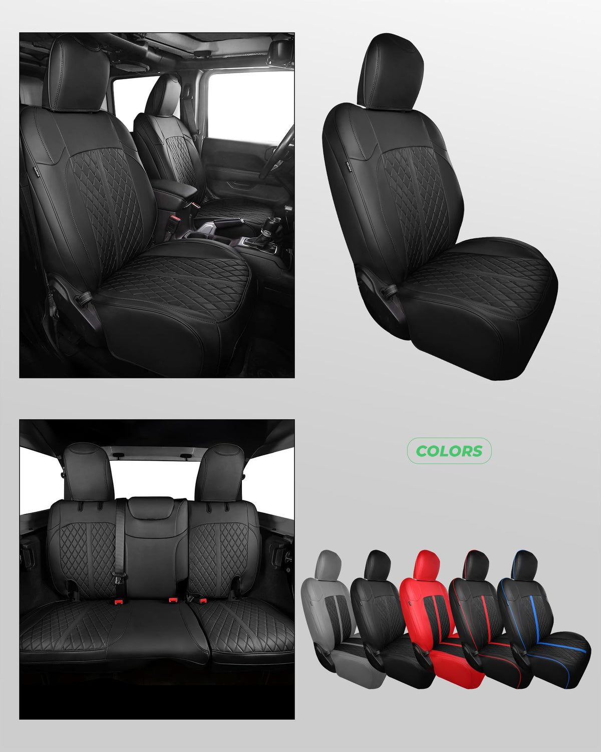 RIDEPOSH scale comparison showing precise custom fit for Wrangler seats