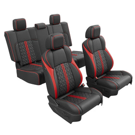 RIDEPOSH seat cover next to tape measure illustrating precise, custom fit