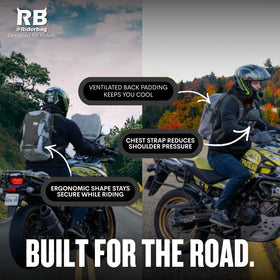 riderbag on motorcycle commuter demonstrating real-world riding use