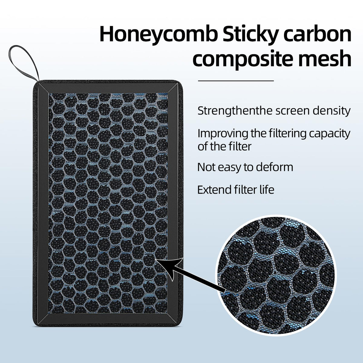 Ridering close-up of HEPA layer demonstrating fine particle capture