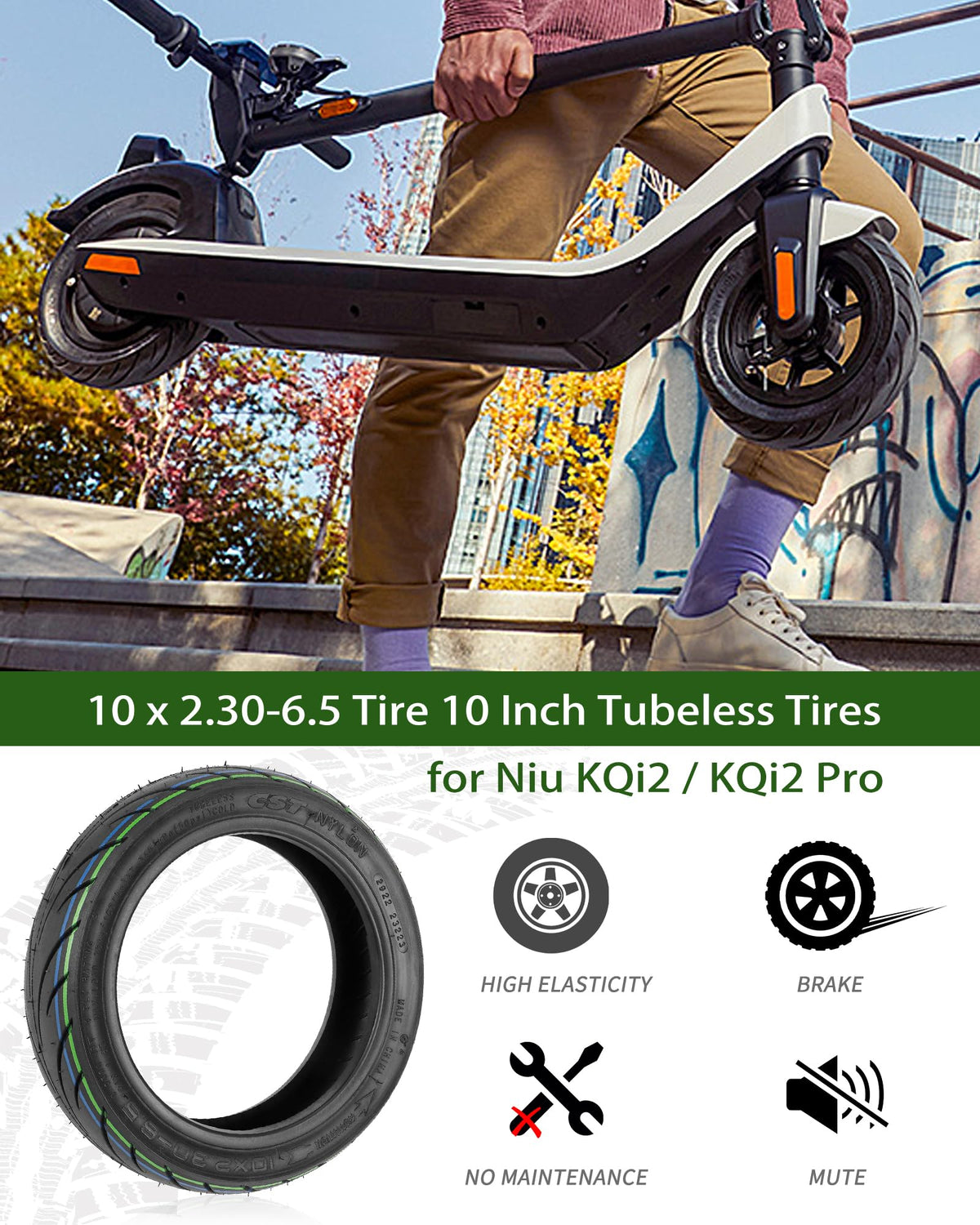 RidTianTek close-up of tread pattern offering anti-slip grip for safer rides