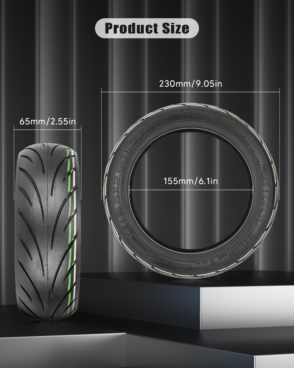 RidTianTek close-up tread for improved grip and wet traction