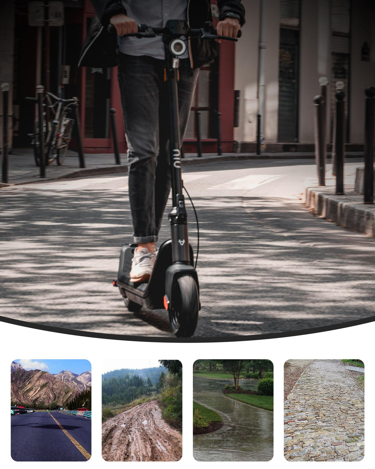 RidTianTek installed on scooter in urban setting for safer riding