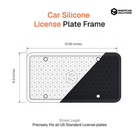 Rightcar Solutions beside standard license plate showing universal fit