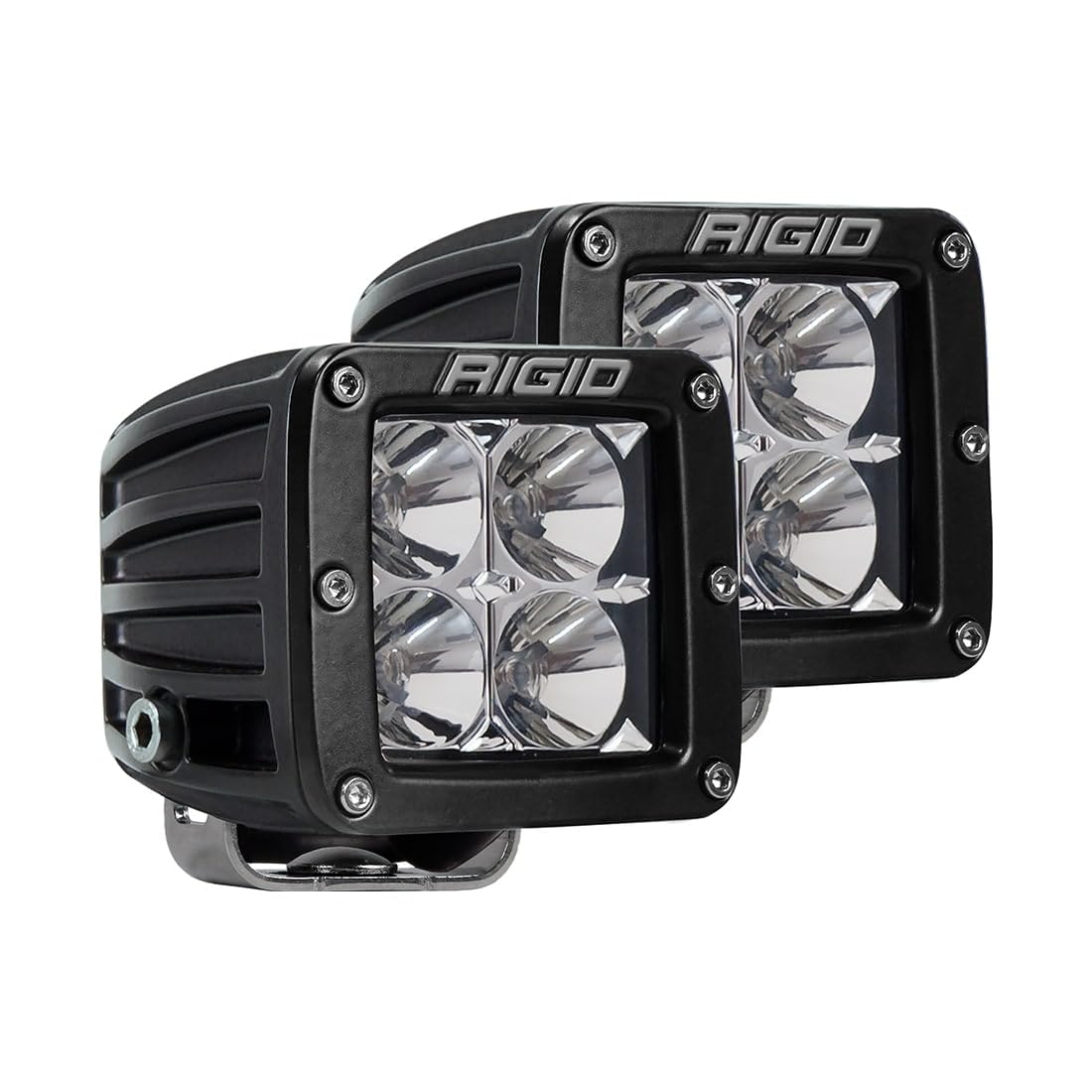 RIGID INDUSTRIES front view showing compact flood pod and bright coverage