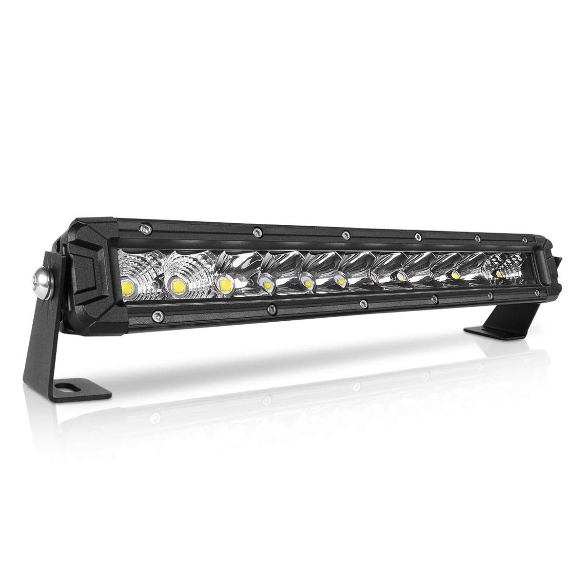 Rigidhorse front view of 12-inch light bar showing compact housing and strong output
