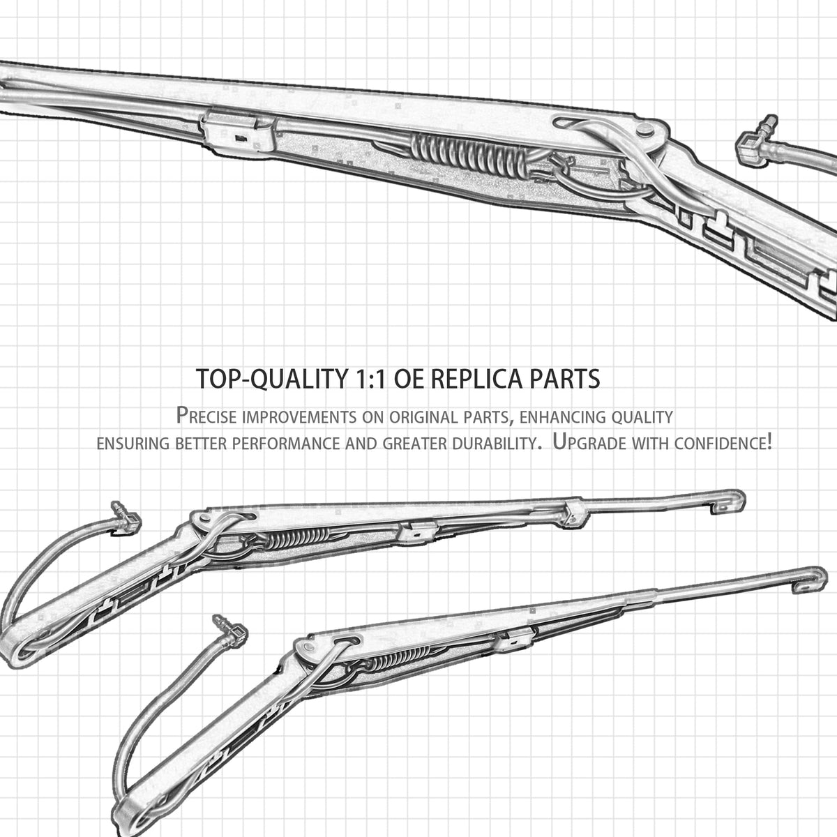 RigidWire wiper arm next to ruler showing correct length for fitment
