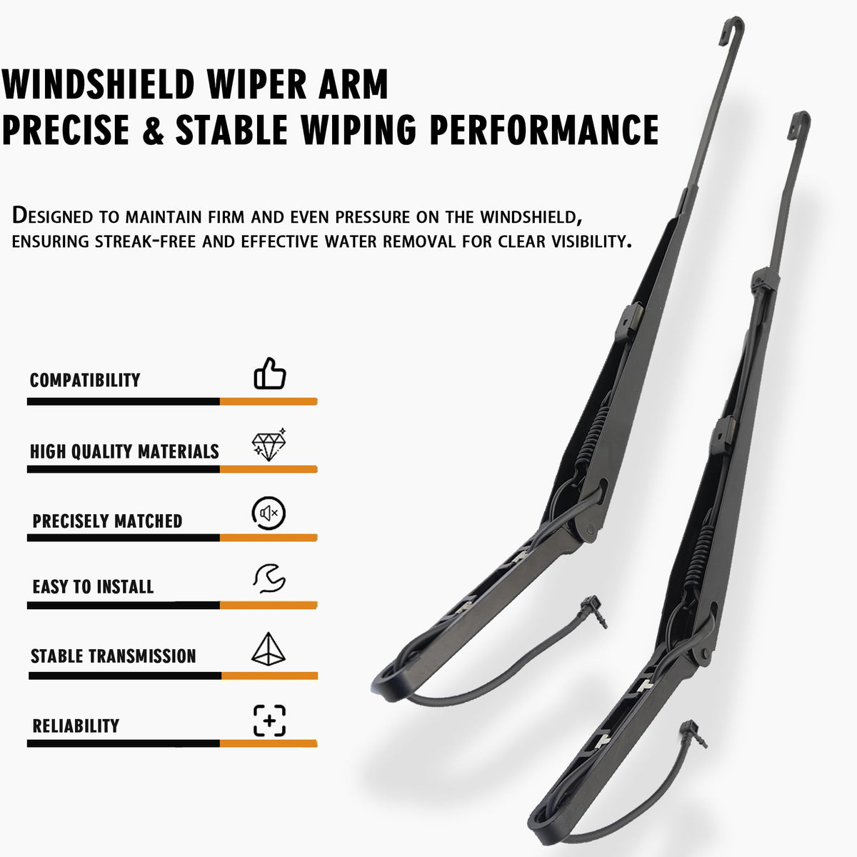 RigidWire wiper arm finish detail showing corrosion-resistant coating benefit