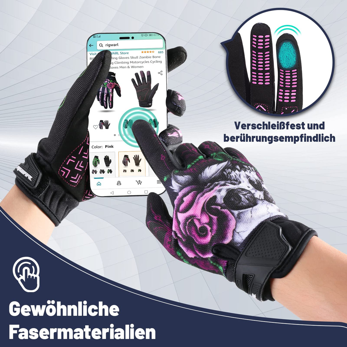 RIGWARL palm close-up with silicone grip offering improved handle control