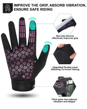 RIGWARL glove fingertip close-up showing touchscreen conductive fiber for device use