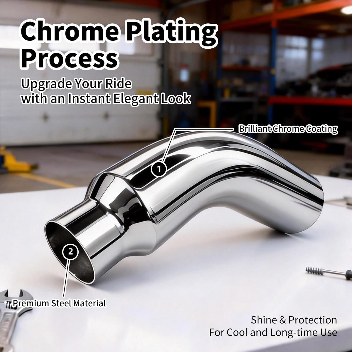 RILMATON close-up of chrome finish highlighting rust-resistant surface