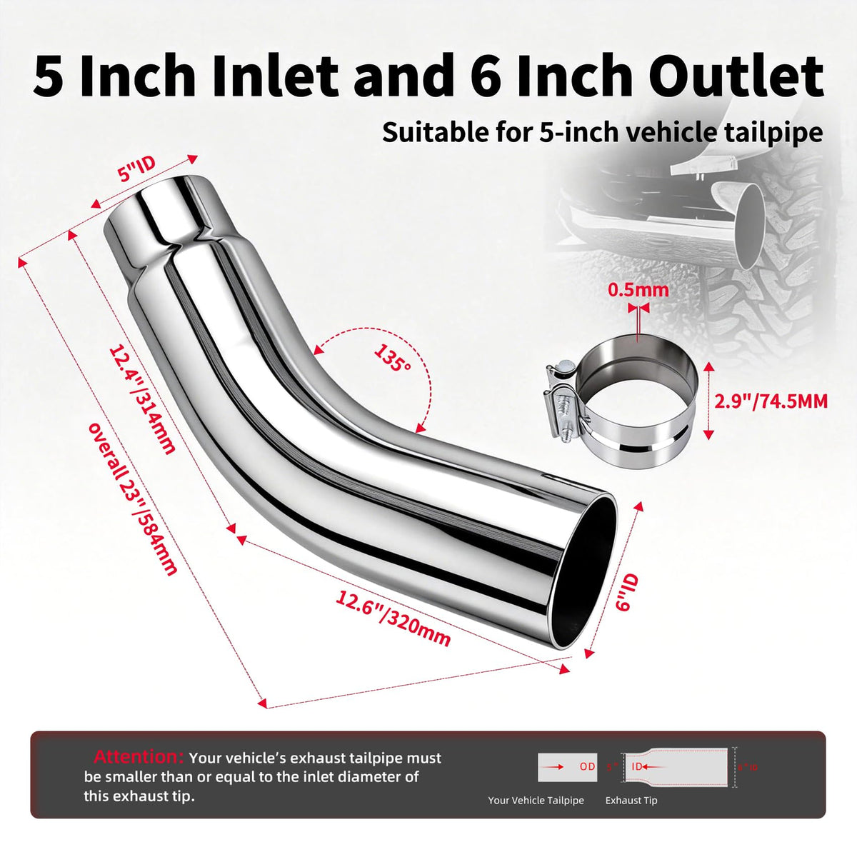 RILMATON elbow next to tape measure showing scale and correct sizing