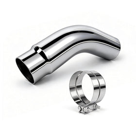 RILMATON front view of chrome exhaust elbow showing shape and fit benefits