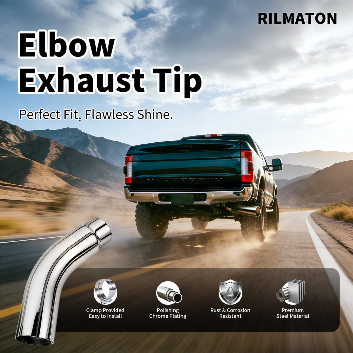 RILMATON side profile of 135° elbow demonstrating space-saving routing