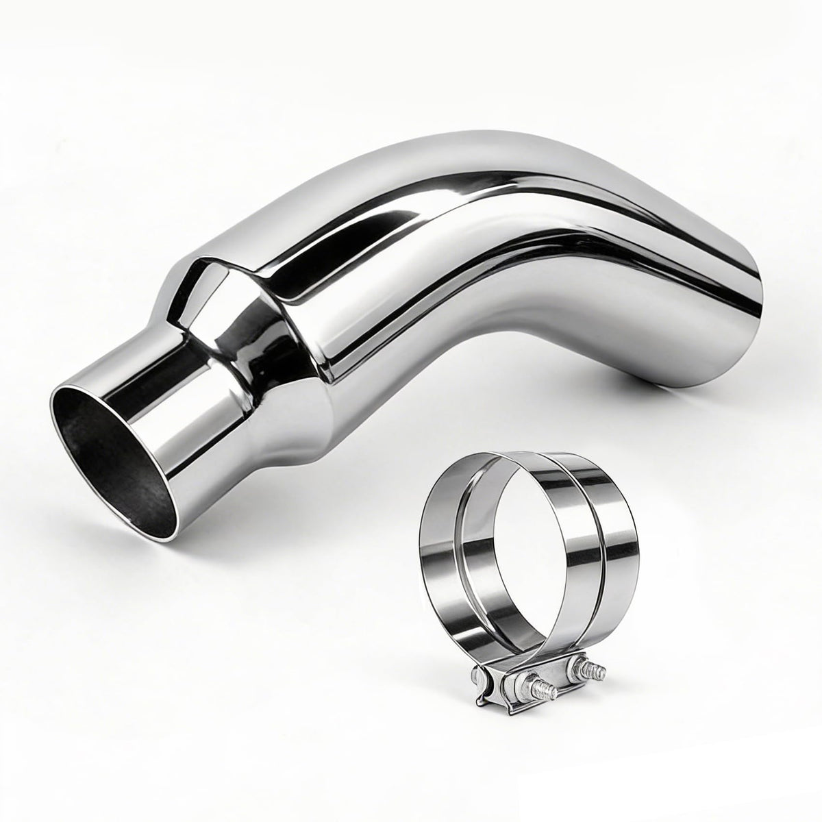 RILMATON front view chrome exhaust tip showing polished finish and fit
