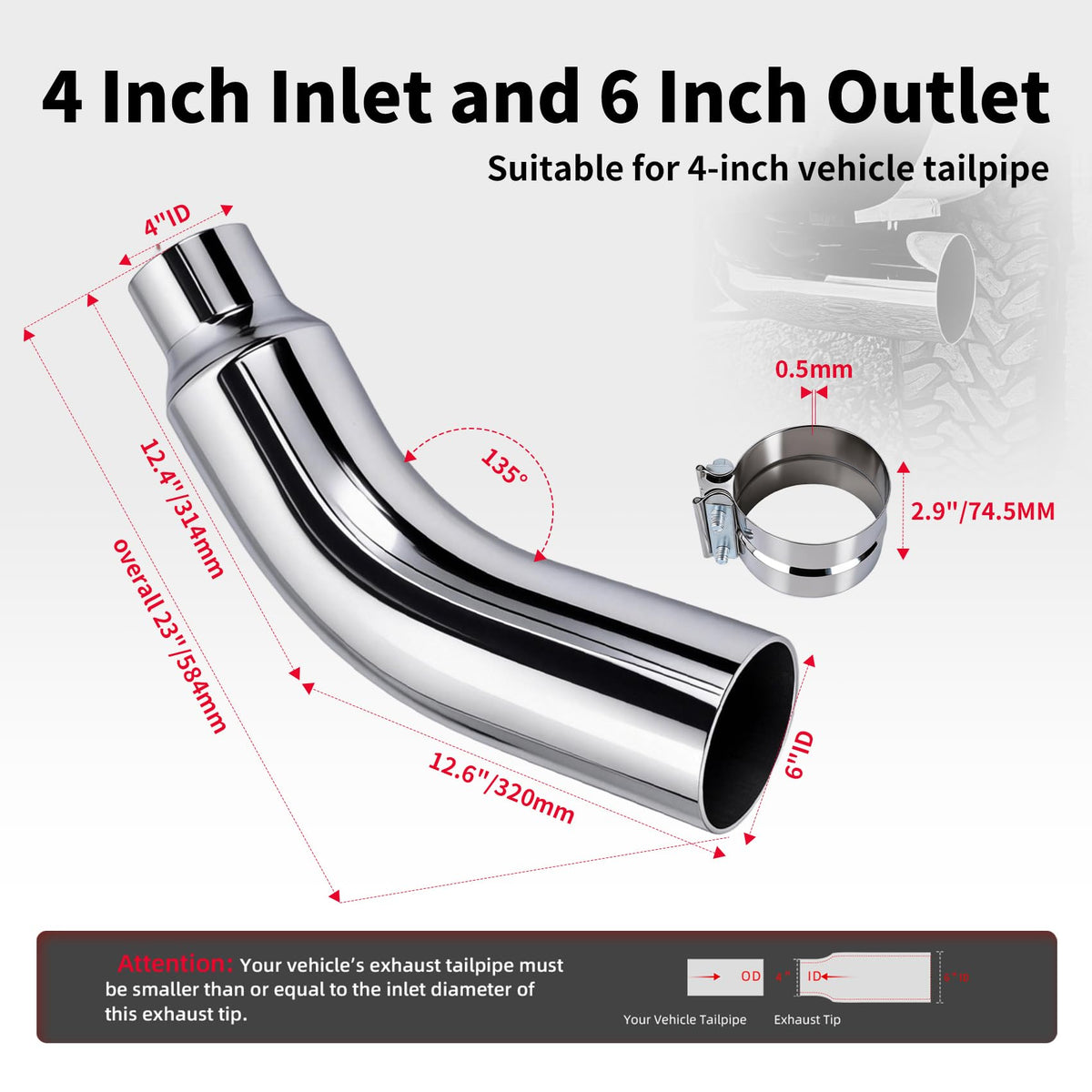 RILMATON next to ruler showing 4-inch inlet and 6-inch outlet scale