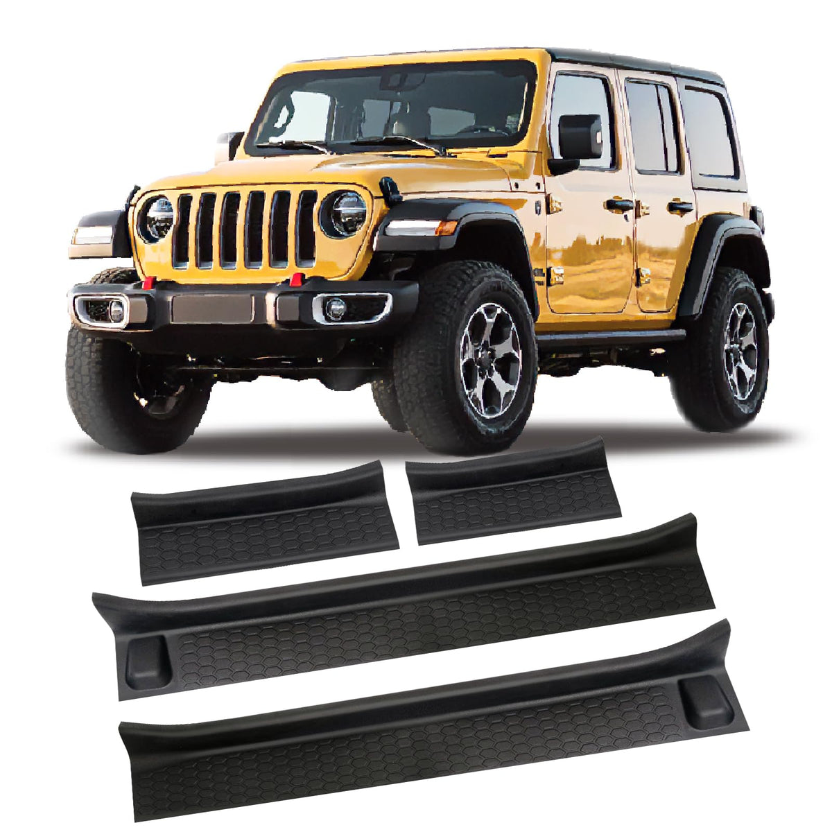 Rindoujin front sill guards showing packaging and fit benefit