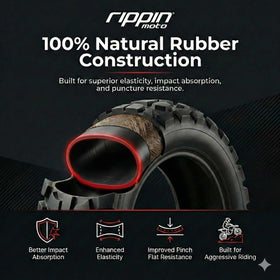 Rippin Moto in-use on off-road trail illustrating better puncture resistance