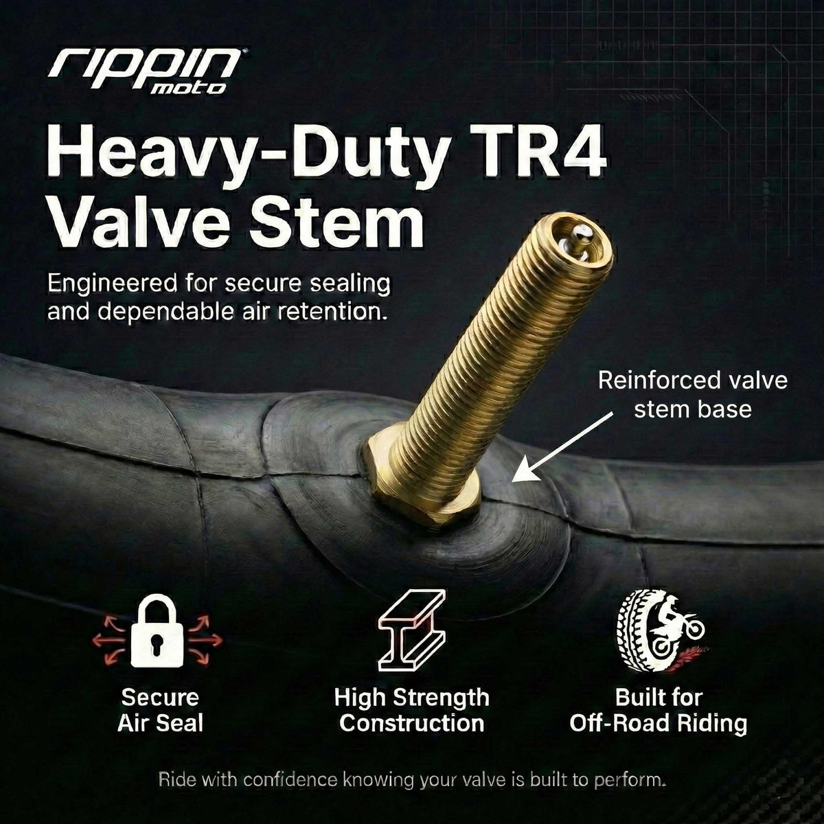 Rippin Moto tube alongside ruler showing correct 18-inch sizing