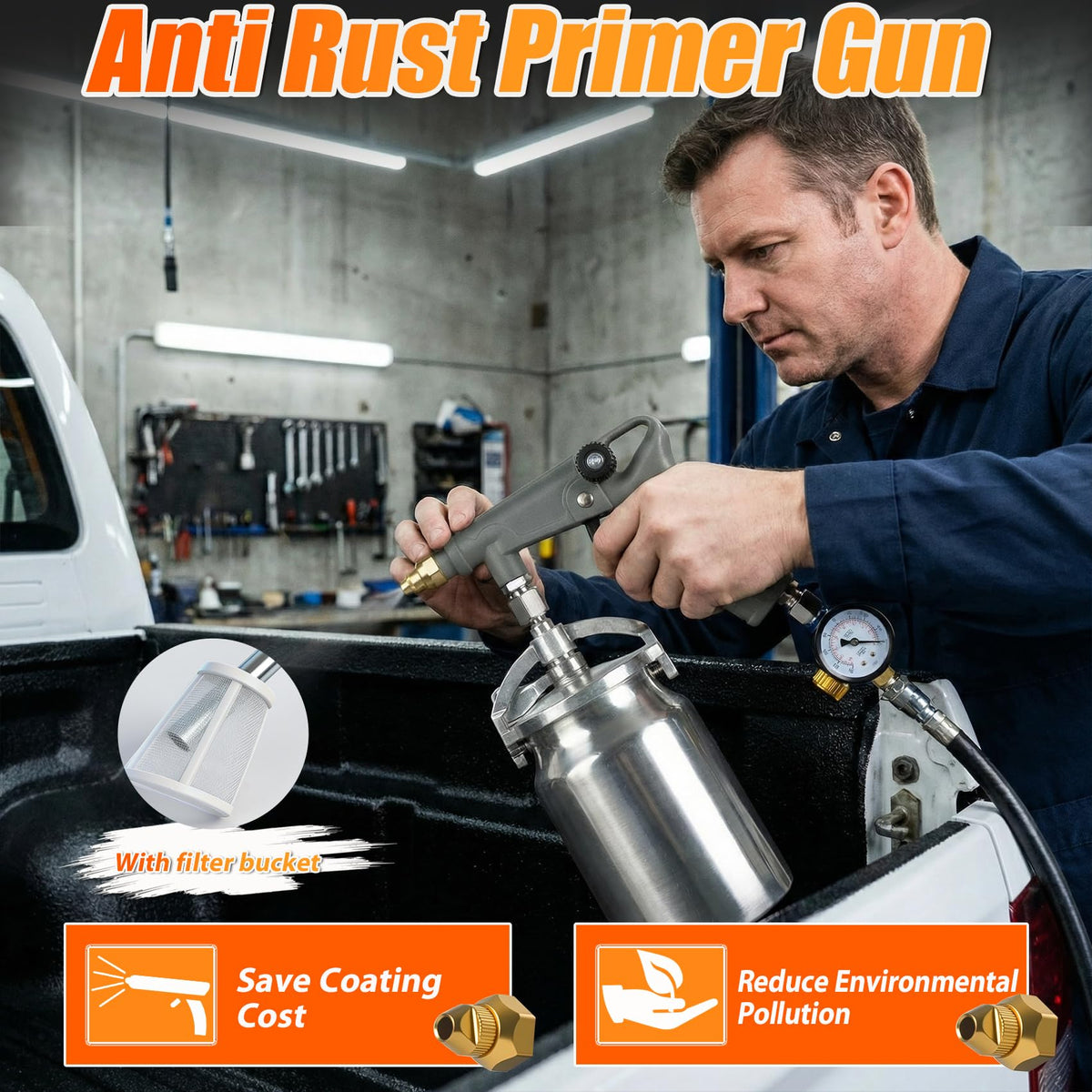 RIRC integrated pressure regulator and gauge for consistent spray control