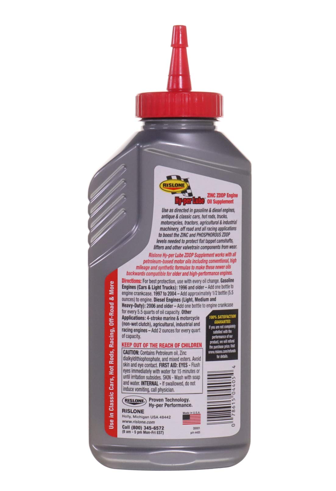 Rislone being poured into engine oil fill showing easy use and protection