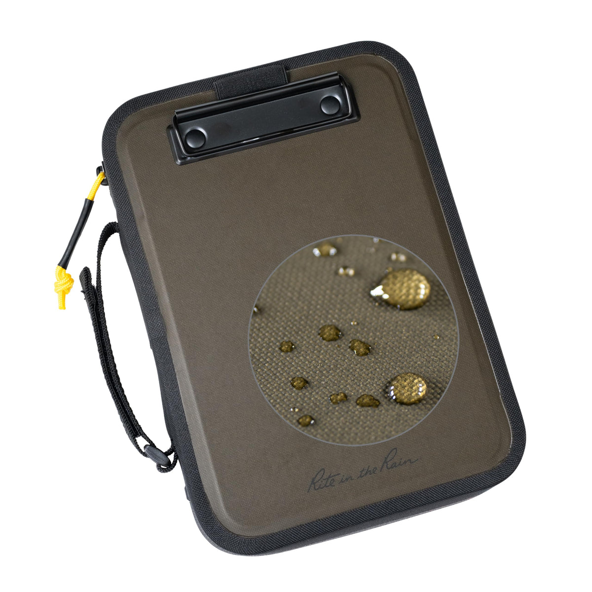 Rite in the Rain front view showing weatherproof TPU and compact design benefits