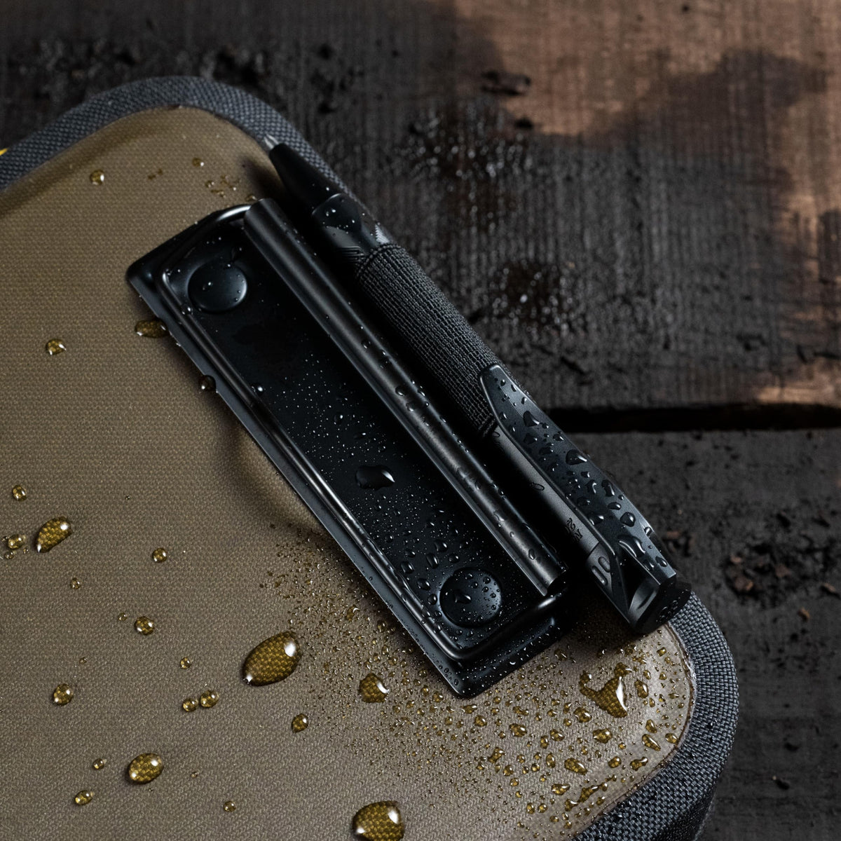 Rite in the Rain interior pockets and elastic bands organizing notebooks and tools