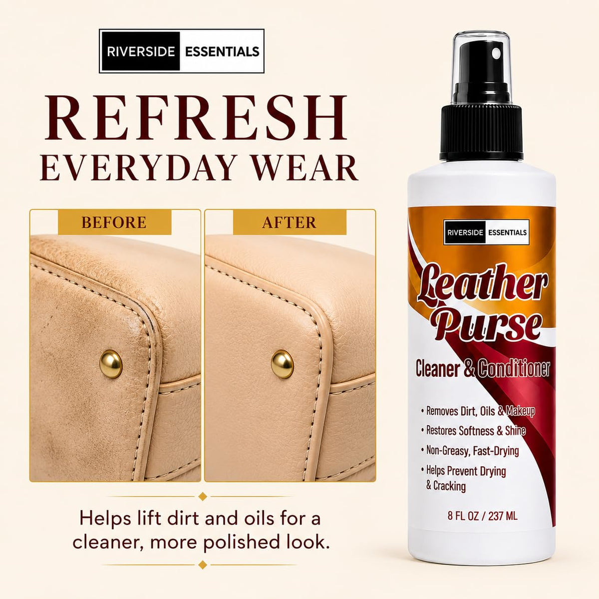 Riverside Essentials before and after cleaning showing visible grime removal