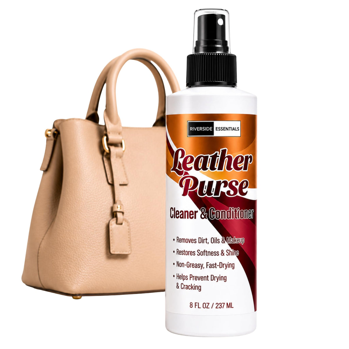 Riverside Essentials front bottle showing product packaging and size benefits