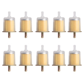 Riyhch front view of ten inline fuel filters for easy inventory management and fast replacement