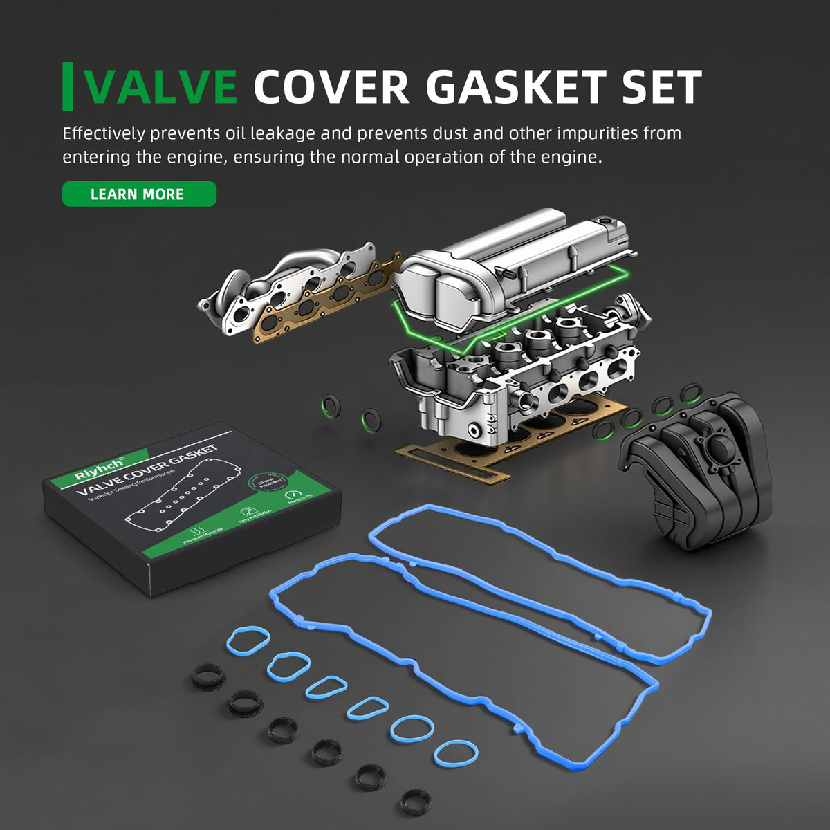 Riyhch gasket set next to ruler showing scale for accurate fit verification