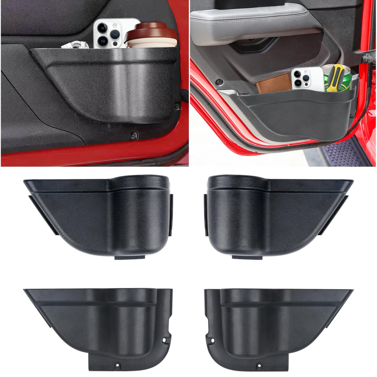 Rizwanjin front door pocket mounted on Jeep Wrangler, adds storage convenience