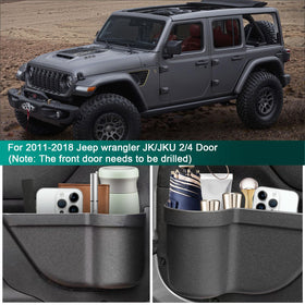Rizwanjin rear door pocket installed on Jeep JKU, keeps items organized