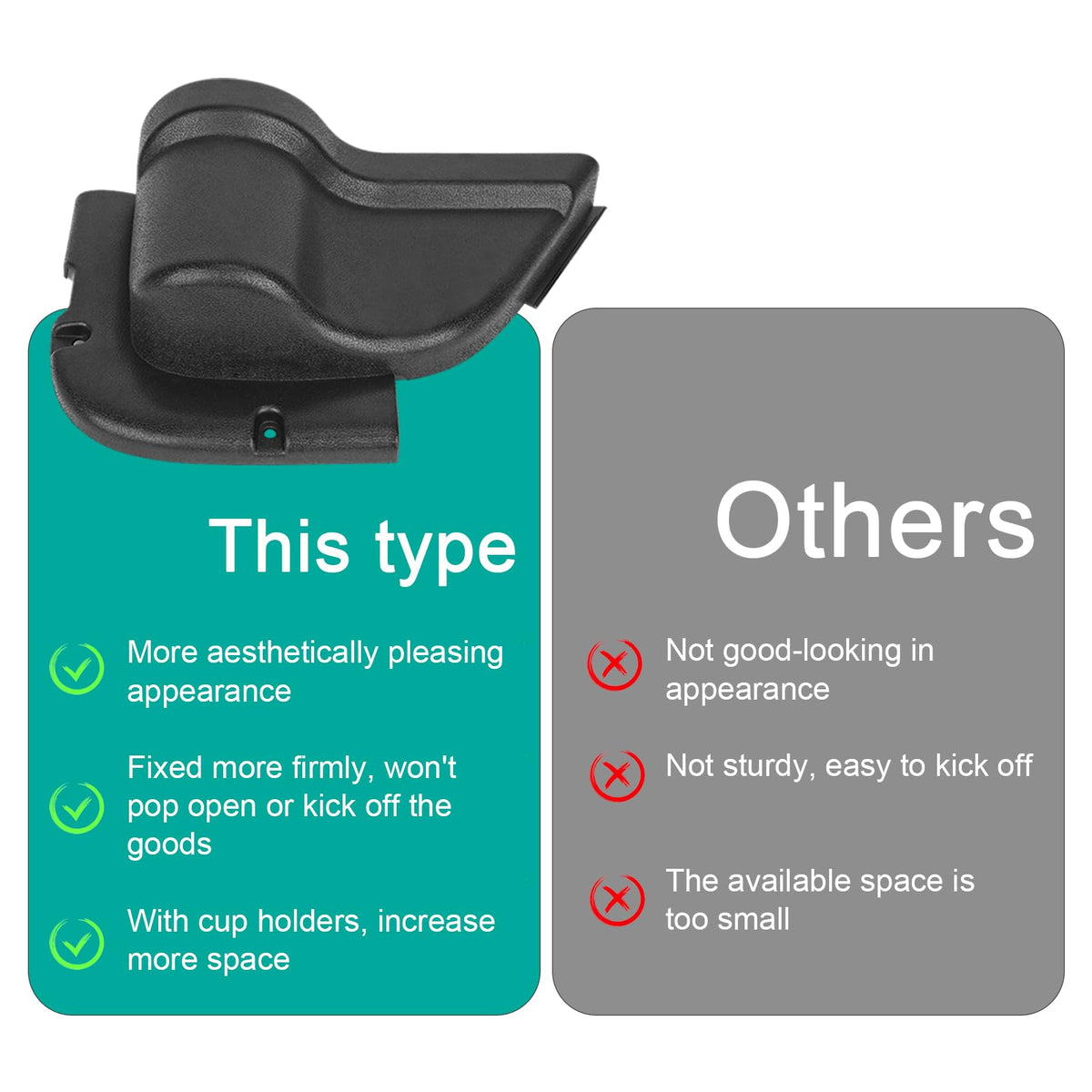 Rizwanjin pocket size comparison next to hand and bottle, demonstrates compact capacity