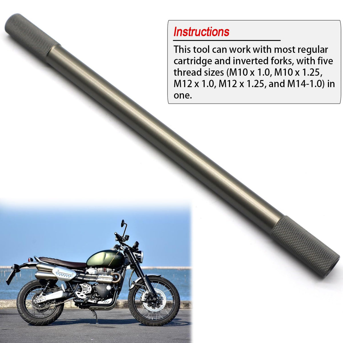 RJSPHH adjustable oil level tube with etched markings for precise fork oil height setting
