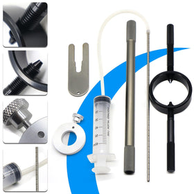 RJSPHH damper rod bleed tool attached to fork to quickly purge air and old oil