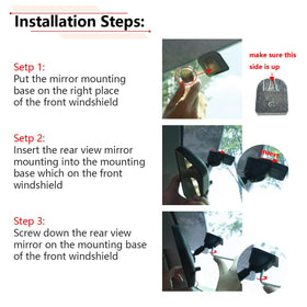 RLB-HILON mirror installed on windshield demonstrating easy fit and improved sightlines