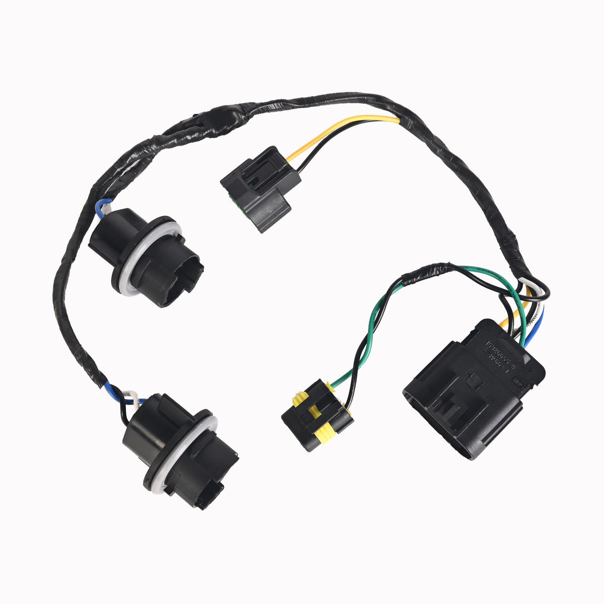 RLP headlight harness front view showing connectors and sockets for easy replacement benefit