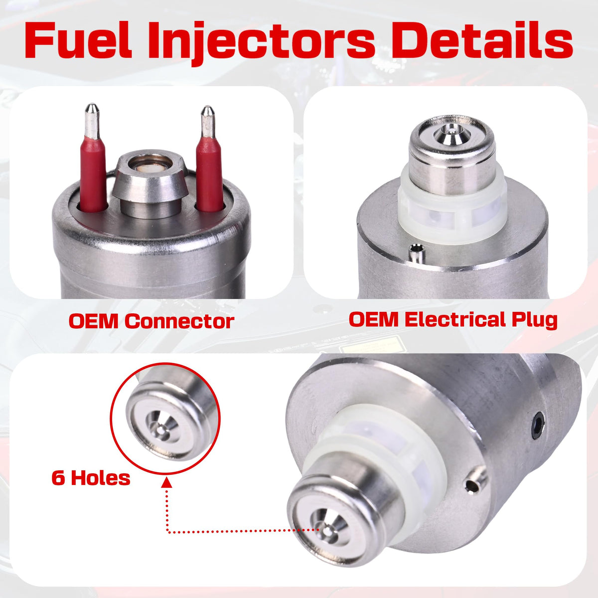 RLP injectors mounted on fuel rail showing direct-fit installation advantage