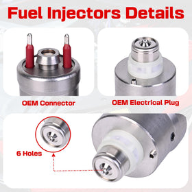 RLP injectors mounted on fuel rail showing direct-fit installation advantage