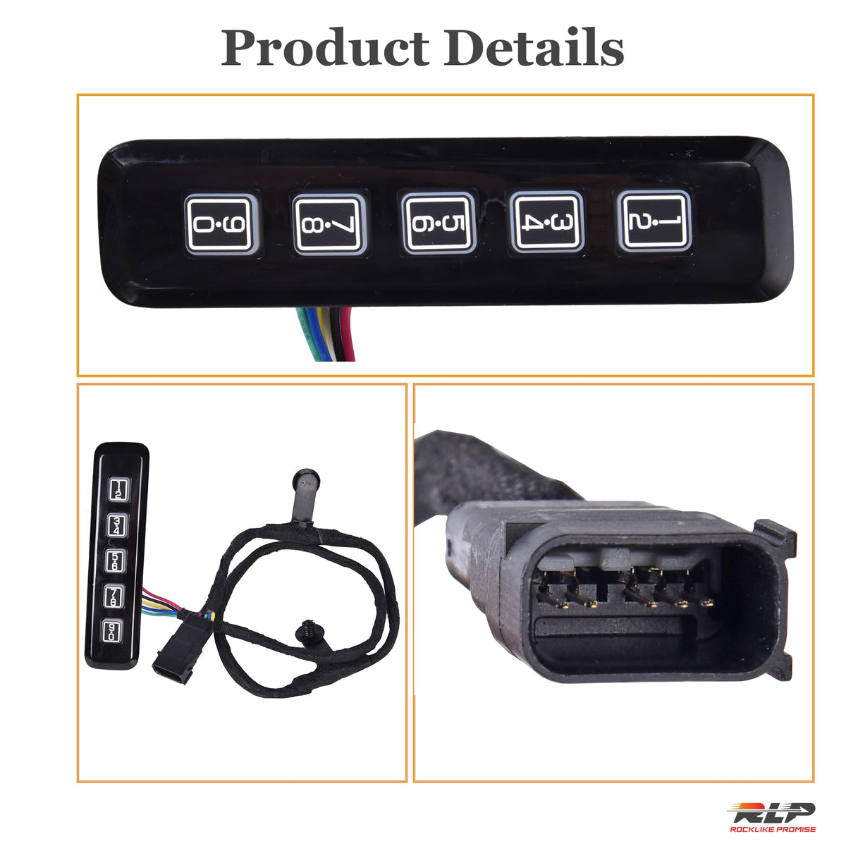 RLP keypad connector detail showing 5-pin male connector for straightforward plug-in benefit